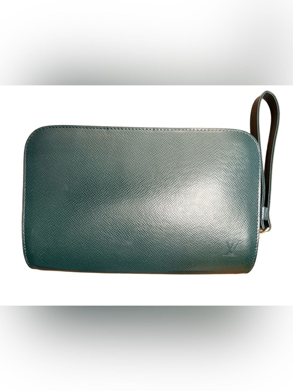 Louis Vuitton Taiga Leather Green Leather Zip Wristlet Organizer Clutch w Box - Picture 3 of 14